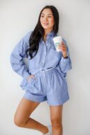 Hamptons Shorts Set in Sail Blue Awning Stripe