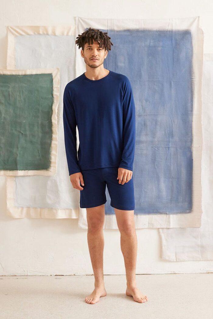 Men's Long Sleeve Bamboo Tee in Navy