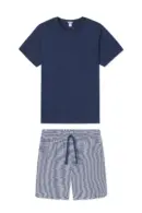 Men’s Classic Navy Striped Sleep Shorts Set