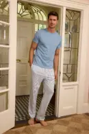 Men’s Cotton Sleep Pants – Anchor Blue Stripe