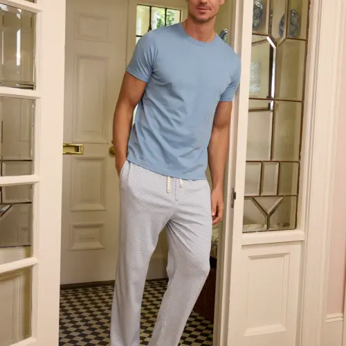 Men’s Cotton Sleep Pants – Anchor Blue Stripe