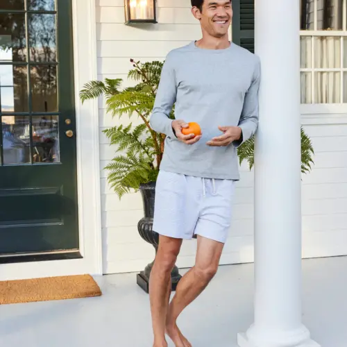 Men’s Cotton Blue Stripe Sleep Shorts