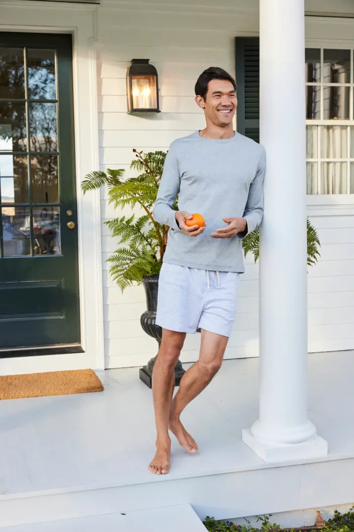 Men’s Cotton Sleep Shorts – Anchor Blue Stripe