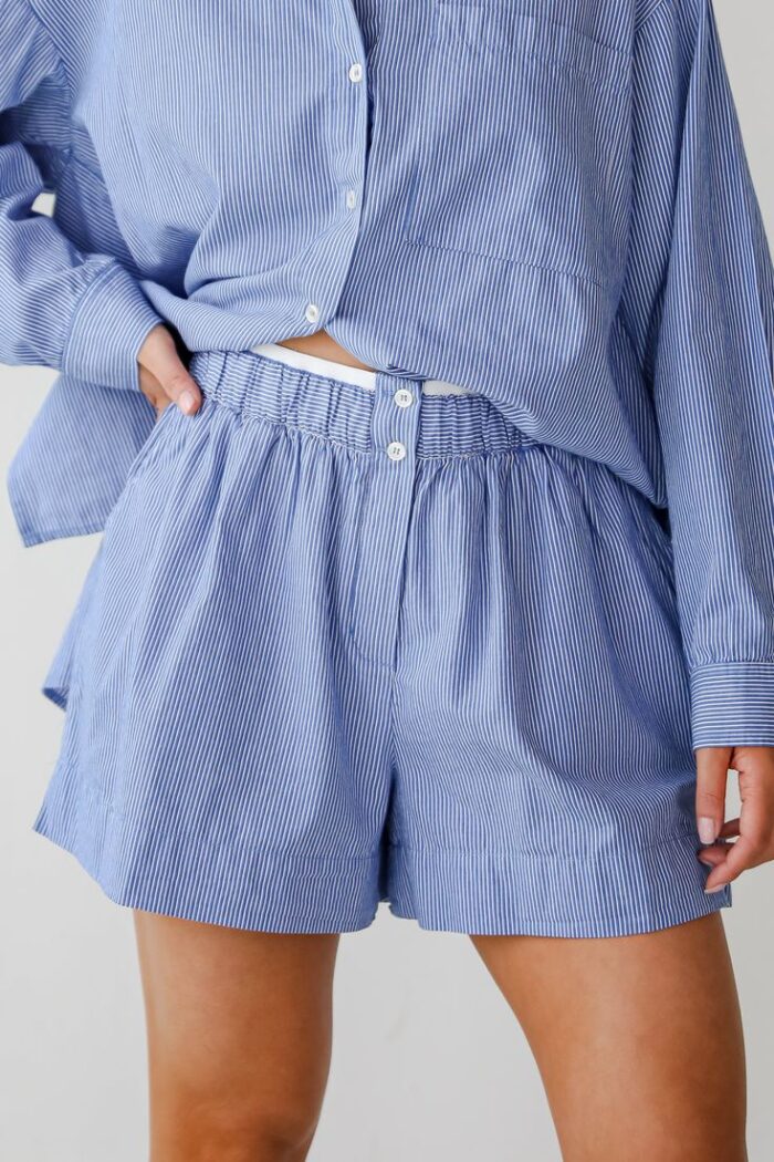 Hamptons Shorts Set in Sail Blue Awning Stripe - Image 3