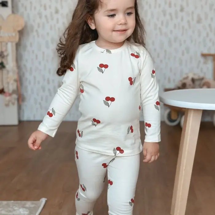 Kids Cherry Print Pajamas – Soft Cotton Long Sleeve Set - Image 2