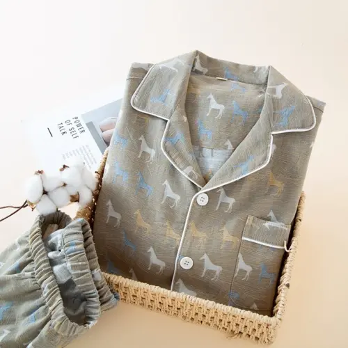 Short-Sleeve Dog Print Pajama Set