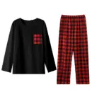 Men’s Long Sleeve Pajama Set – Black & Red Buffalo Plaid