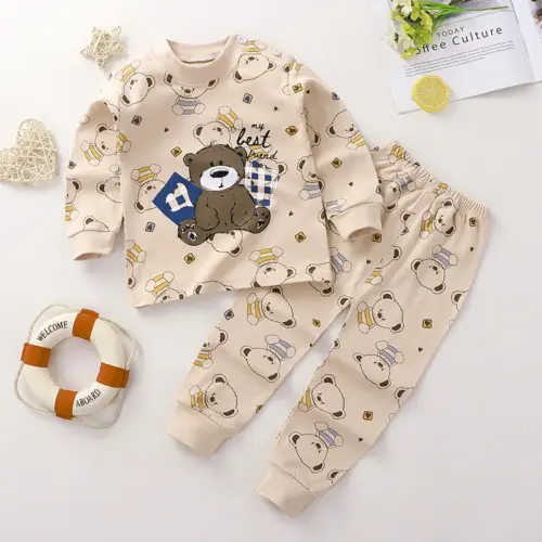 Kids’ Teddy Bear Print Pajama Set