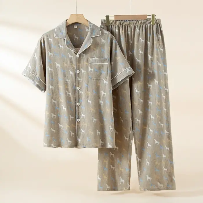 Short-Sleeve Dog Print Pajama Set - Image 3