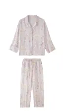 Women’s Floral Satin Pajamas Set – Long Sleeve Silk-Feel Sleepwear