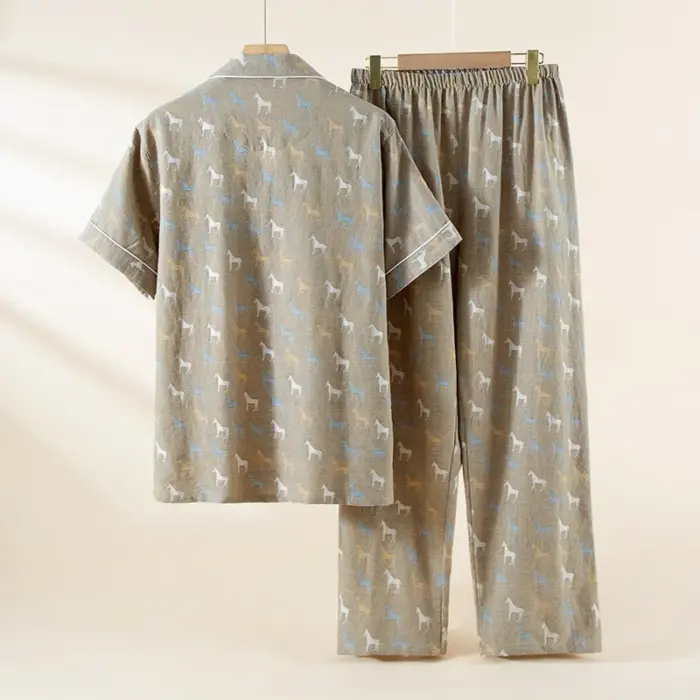 Short-Sleeve Dog Print Pajama Set - Image 4