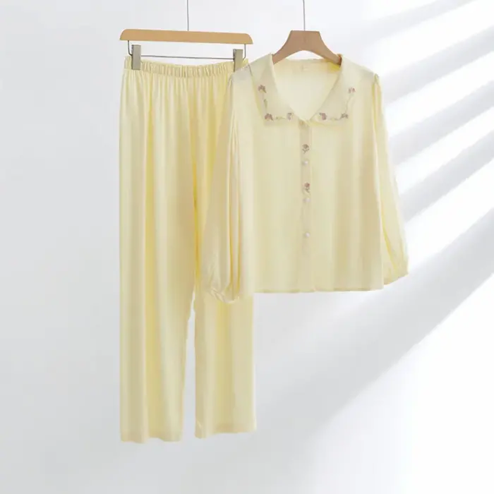 Women’s Satin Pajamas – Elegant Long Sleeve Button-Up Sleepwear - Image 6