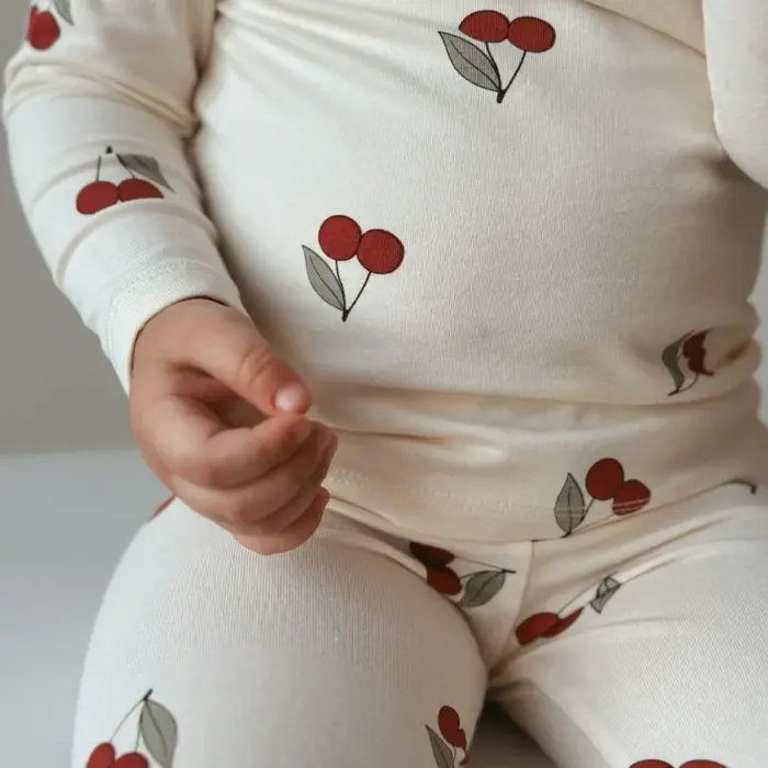Kids Cherry Print Pajamas – Soft Cotton Long Sleeve Set - Image 5