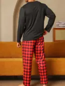 Men’s Long Sleeve Pajama Set – Black & Red Buffalo Plaid