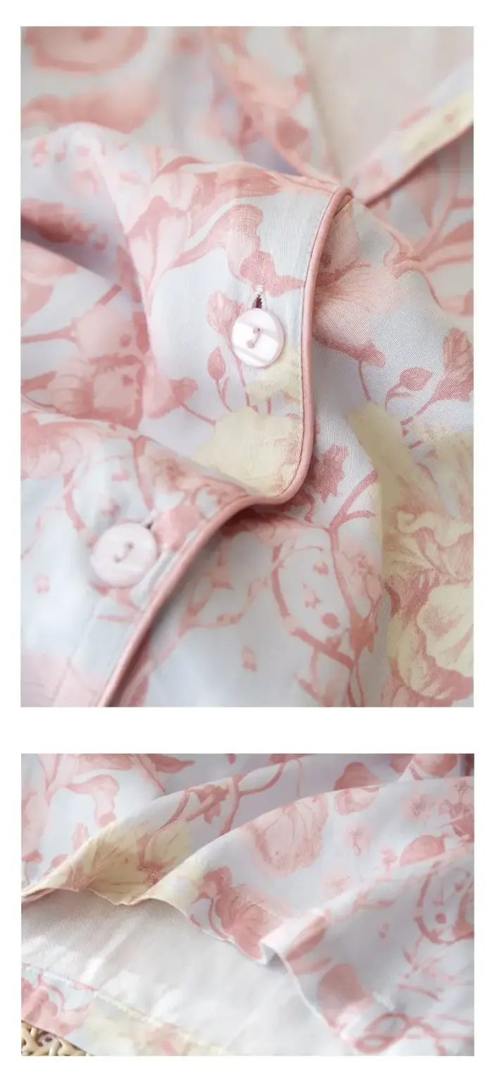 Women’s Satin Pajamas – Short Sleeve Floral Sleepwear Set - Image 6