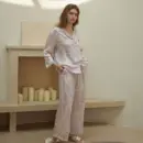 Women’s Floral Satin Pajamas Set – Long Sleeve Silk-Feel Sleepwear